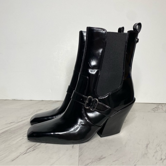 Sam Edelman Suzette Black Patent Chelsea Heeled Bootie 9M - Picture 14 of 14